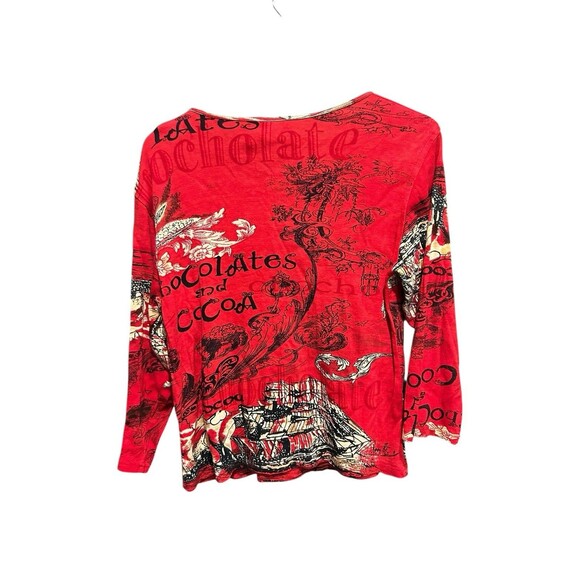 Vintage Jane Ashley Red Top Women’s Medium – 90s Y2K Style, 3/4 Sleeve Blouse - Picture 4 of 6